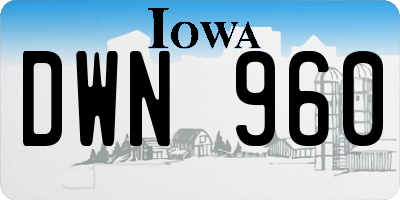IA license plate DWN960