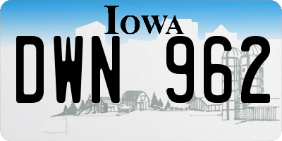 IA license plate DWN962