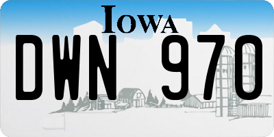 IA license plate DWN970