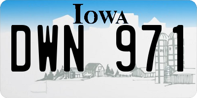 IA license plate DWN971