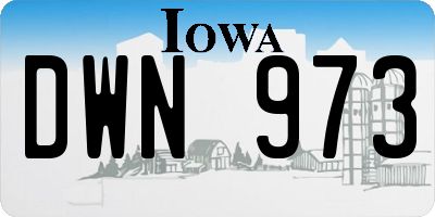 IA license plate DWN973