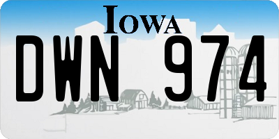 IA license plate DWN974