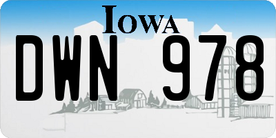 IA license plate DWN978