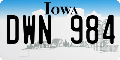 IA license plate DWN984