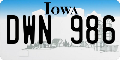 IA license plate DWN986
