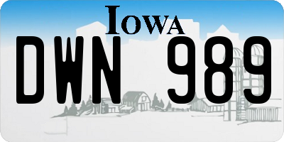 IA license plate DWN989