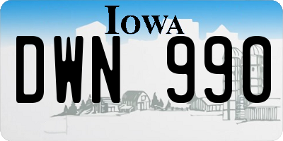 IA license plate DWN990