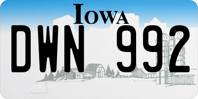 IA license plate DWN992