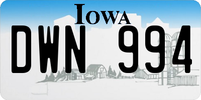 IA license plate DWN994