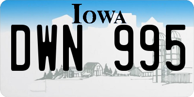 IA license plate DWN995