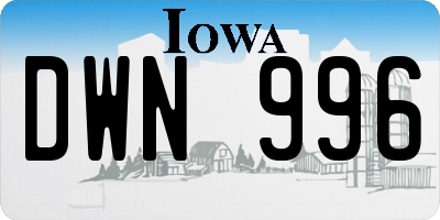 IA license plate DWN996