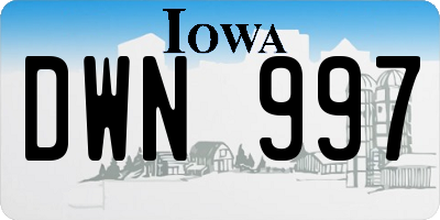 IA license plate DWN997