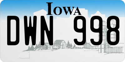 IA license plate DWN998