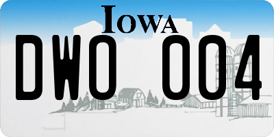 IA license plate DWO004