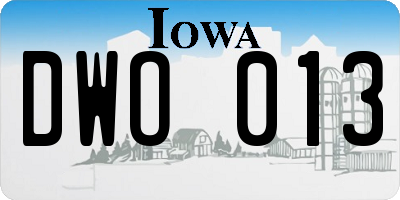 IA license plate DWO013