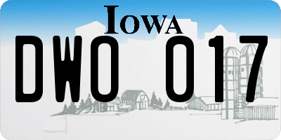 IA license plate DWO017
