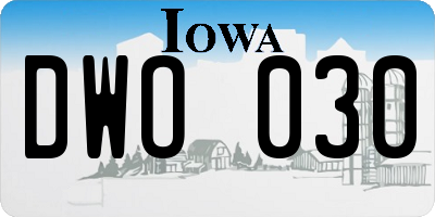IA license plate DWO030