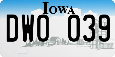 IA license plate DWO039