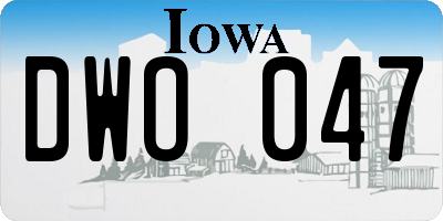 IA license plate DWO047