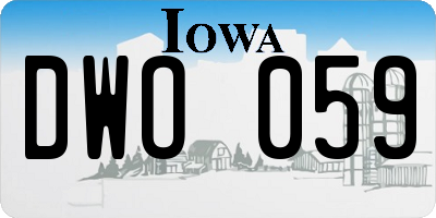 IA license plate DWO059