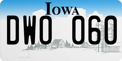 IA license plate DWO060