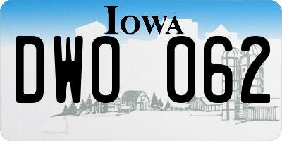IA license plate DWO062