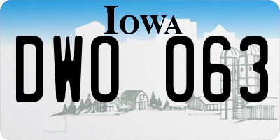 IA license plate DWO063