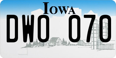 IA license plate DWO070