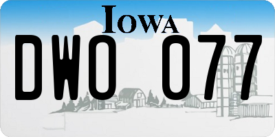 IA license plate DWO077
