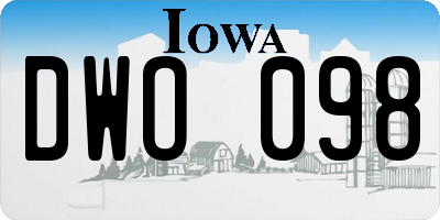 IA license plate DWO098