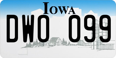 IA license plate DWO099