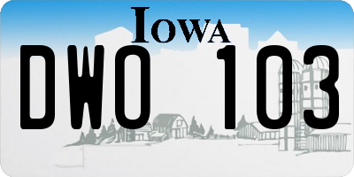 IA license plate DWO103