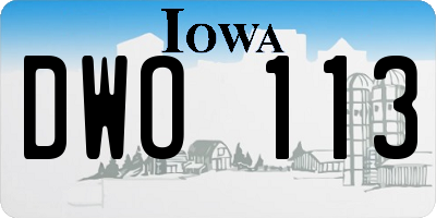 IA license plate DWO113