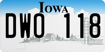 IA license plate DWO118