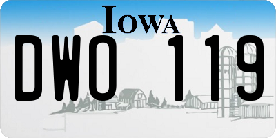 IA license plate DWO119