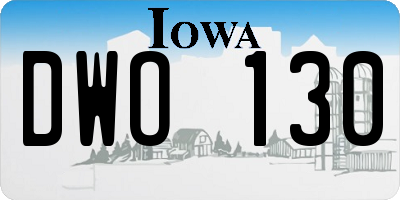 IA license plate DWO130