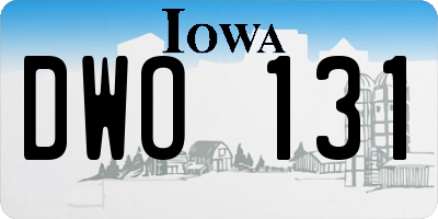 IA license plate DWO131