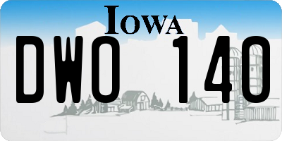 IA license plate DWO140