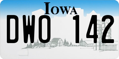 IA license plate DWO142