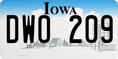 IA license plate DWO209