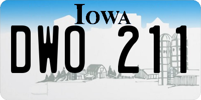 IA license plate DWO211