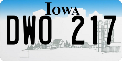 IA license plate DWO217