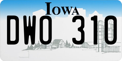 IA license plate DWO310