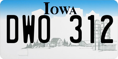 IA license plate DWO312