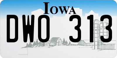 IA license plate DWO313