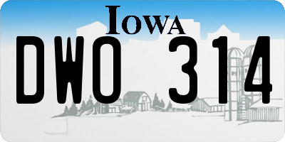 IA license plate DWO314