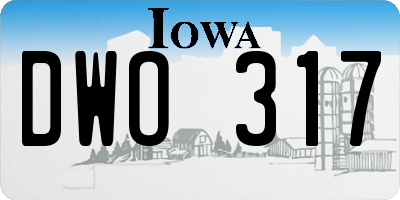 IA license plate DWO317