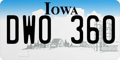 IA license plate DWO360