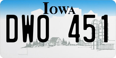 IA license plate DWO451