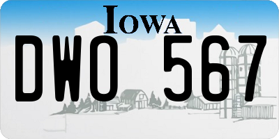 IA license plate DWO567
